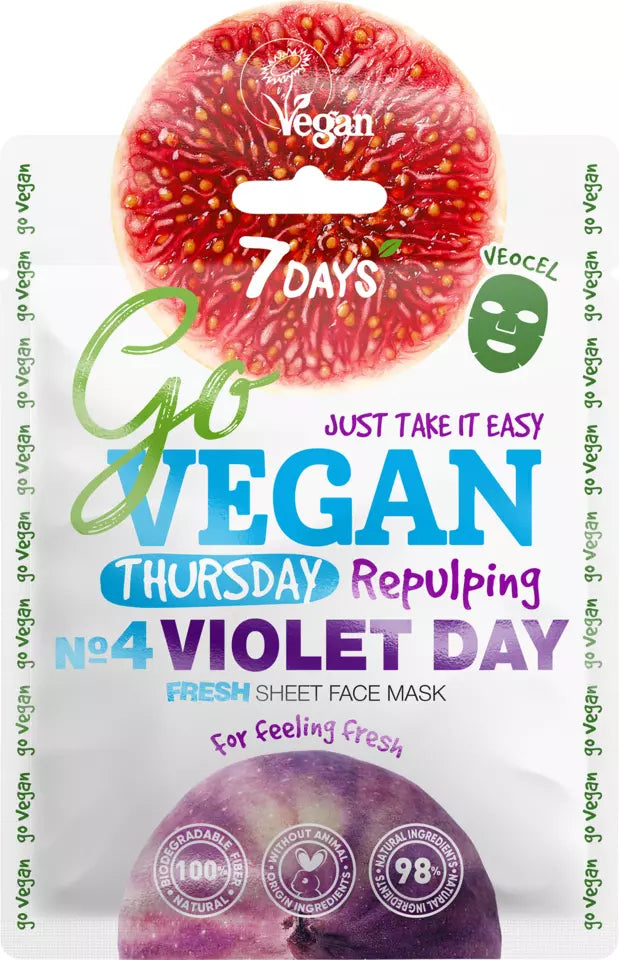 7DAYS skönhet GO VEGAN Ansiktsmask VIOLET DAY