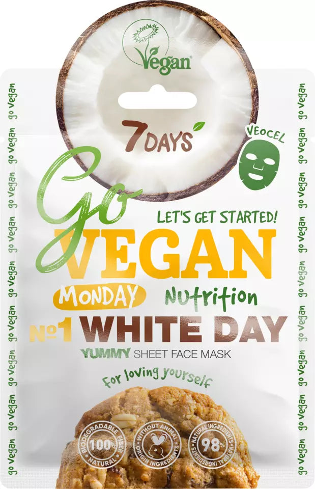 7DAYS skönhet GO VEGAN Facemask WHITE DAY