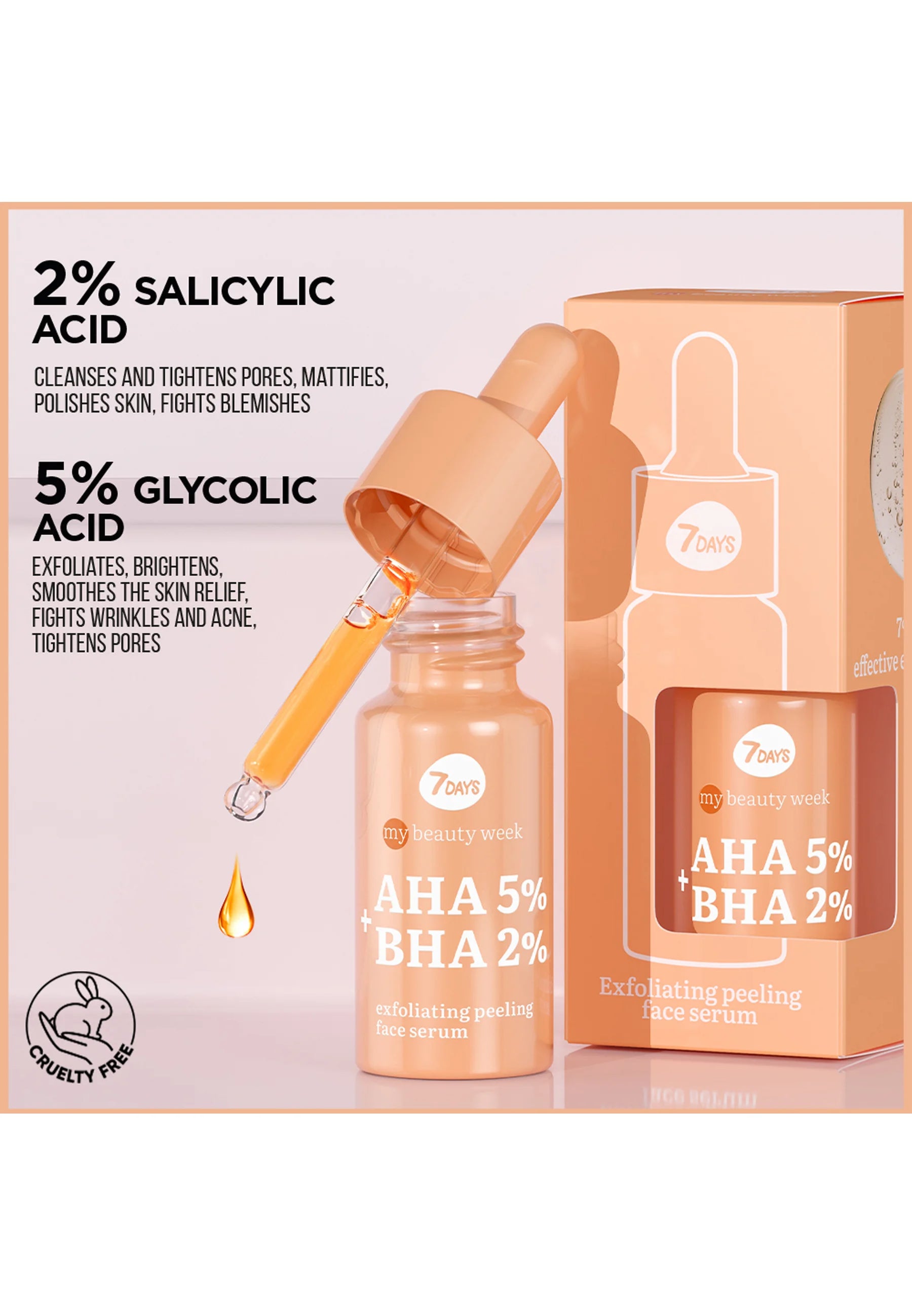 7days MY BEAUTY WEEK AHA 5%+BHA 2% EXFOLIATING PEELING FACE SERUM - Serum